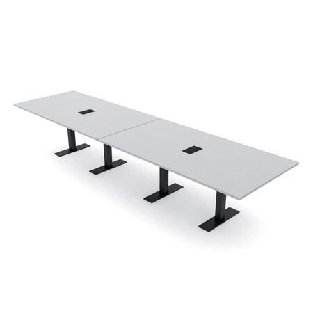 Skutchi Designs 14 Person Conference Table With Power Unit | 14' Rectangular Table | Harmony Series HAR-REC-48x168-T.BK-U779-EBLK