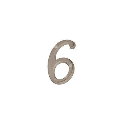 Ives House Number, Character: 6, 4 in H Character, Nickel Character, Solid Brass SC2-3066-619
