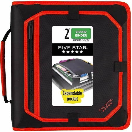 Five Star Zipper Binder With Expansion Panel, 2in Rings, Assorted Colors - 2in Binder Capacity - Letter - 8 29052