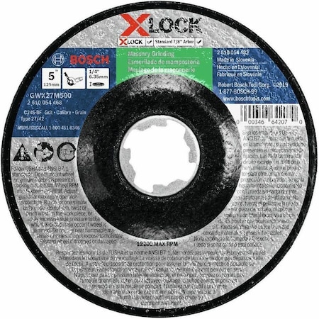 Bosch Masonry Grinding T27 5" x 1/4", Type 27, Silicon Carbide, 30 Grit GWX27M500