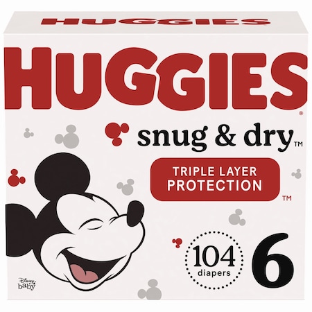 Huggies Sung and Dry Diapers, Size 6, 35+ lbs, 104PK 51516