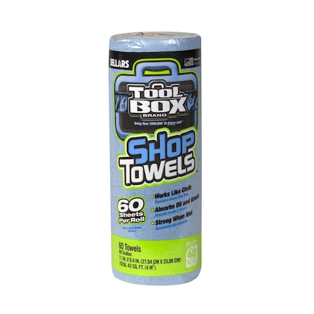 Sellars Toolbox Z400 Blue Shop Towel Small Roll 60Ct Blue 11"X9.4" 30/CS, 30PK 54400