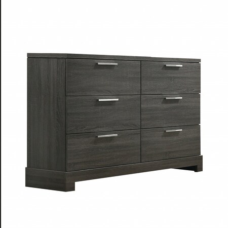 Homeroots 59" Gray Solid and Manufactured Wood Six Drawer Double Dresser 490461