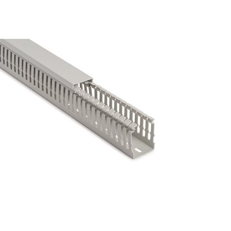 Hellerman Tyton Halogen Free Slotted Wiring Duct, Non-Adhesive, 50mm x 75mm, ABS, Gray RAL, 28 m/pkg, 28PK 183-15075