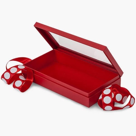 Nashville Wraps Solid Red Window Box with Ribbon, Single Layer 8.25x4.5x1.5, 18PK BFB7RE