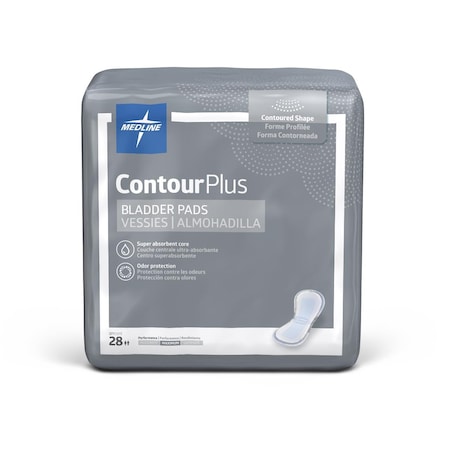 Medline ContourPlus Bladder Control Pad for Incontinence, Maximum, 6.5in x 13.5in, 28PK BCPE02Z
