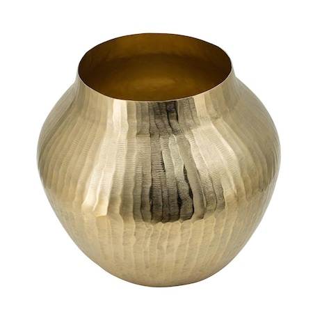 Homeroots 9" Gold Hammered Aluminum Round Table Vase 574340