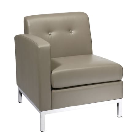 Osp Home Furnishings Wall Street Faux Leather LAF Armchair, Smoke WST51LF-U22
