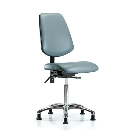 Blue Ridge Ergonomics Vinyl Chair Chrome, Med Bench, Med Back, Tilt, Glides, Storm BR-VMBCH-MB-CR-T1-A0-NF-RG-8822