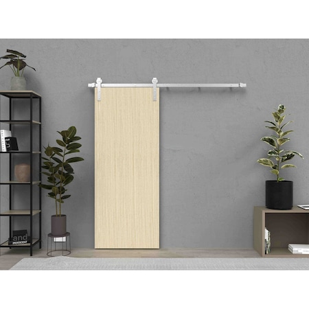 Sartodoors Sliding Barn Door with 6.6ft Hardware, Planum 0010 Vertical Natural Veneer, Rail Hangers Sturdy Sil PLANUM0010BD-S-VSH-1884