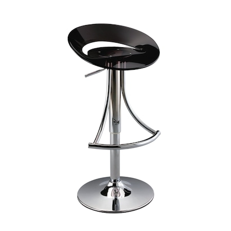 Homeroots Black and Silver Metal and Heavy Duty Plastic Low Back Adjustable Height Bar Chair 555032