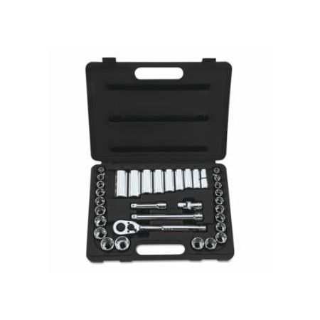 Stanley Socket Set, 34-Pc, 3/8 in, Standard and Deep, 12-point 576-85-405