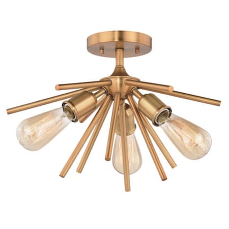 Perfecttwinkle 17 in. Estelle Semi - Flush Mount, Natural Brass PE3261373
