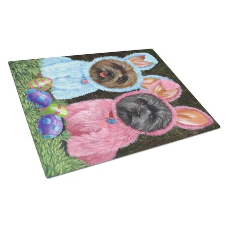 Carolines Treasures Cairn Terrier Easter Bunnies Glass Cutting Board - Large PPP3046LCB