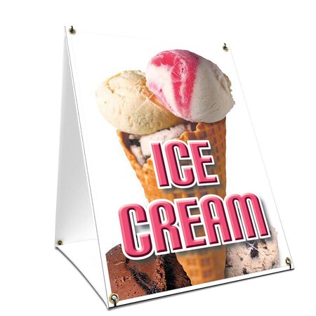 Signmission Ice Cream Old, 24 Inch x 18 Inch A-frame Yard Sign, Plastic Sign SBC-1824-Ice Cream Old