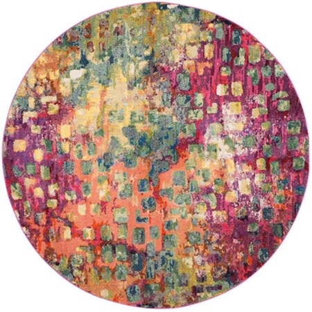 Safavieh 3 x 3 ft. Monaco Power Loomed Round Area RugPink & Multicolor MNC225D-3R