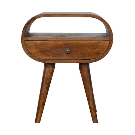 Homeroots 21" Brown Solid Wood Round One Drawer Nightstand 651729
