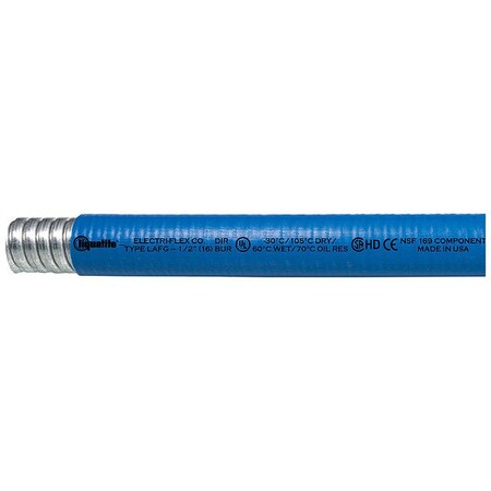 Liquatite Liquid-Tight Flex Metal Conduit, 3/4 in Trade Size, 100 ft, 4-1/4 in Bend, Steel, Blue LAFG-12