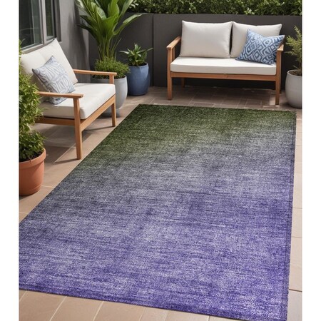 Homeroots 5' X 8' Olive Green and Purple Ombre Washable Non Skid Indoor Outdoor Area Rug 563722