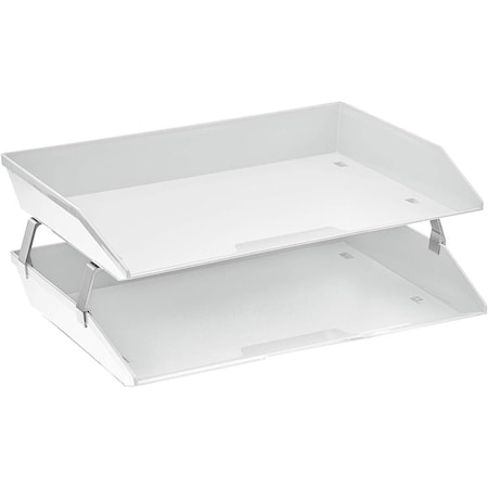 Acrimet Facility 2 Tier Letter Tray Side Load Letter Size A4 Desktop File Organizer Plastic White 253.6