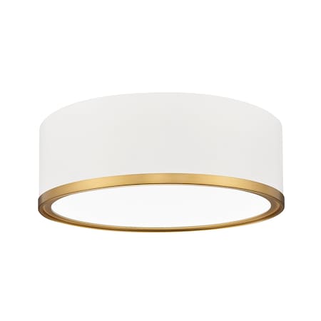 Z-Lite Bradley 1 Light Flush Mount, Matte White and Modern Gold, 12.25 In W 1018F12-MW-MGLD-LED