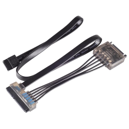 Dynamicfunction 15 Pin SATA Power & Data LED Combo Cable - Black DY3756164