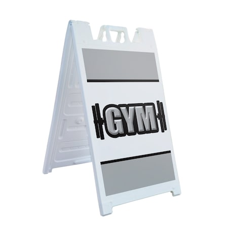 Signmission Gym, A-Frame & 2 Decals Installed, Heavy-Duty Plastic Frame SBHD-D-2436-Gym