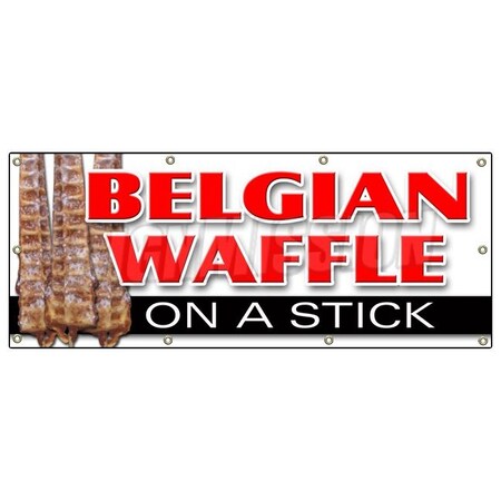 Signmission BELGIAN WAFFLE ON A STICK BANNER SIGN lolly dough sweets fudge puppies B-96 Belgian Waffle On Stick