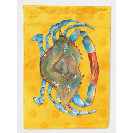 Carolines Treasures Blue Crab Yellow Polkadot Flag Canvas, House Size BB8247CHF