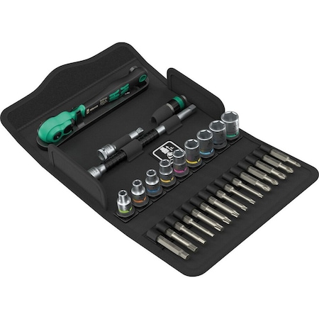 Wera 8100 SA 14 Zyklop Comfort ratchet set, reversing lever, 1/4 in drive, metric, 28 pieces 5005541001