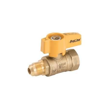 Proline Series 2-Piece Gas Valve, 1/2 in Connection, Flare x FIP, 175 psi Pressure, Lever Actuator, Brass Body 114-623HN