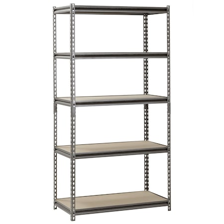 Sandusky Lee Heavy-Duty Z-BEAMâ„¢ Steel Boltless Shelving w/Particleboard Decking, 36x18x72, Silver-Vein UR361872PB5P-SV
