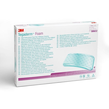 3M Tegaderm High Performance Nonadhesive without Border Foam Dressing, 4 x 8 Inch, 5PK 90602