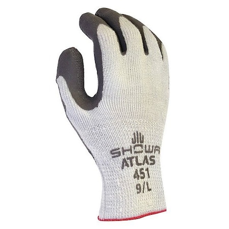 Showa Coated Gloves, Latex, Rough, Palm, Not Rated Abrasion Level, Gray/White, M 1 PR 451M-08