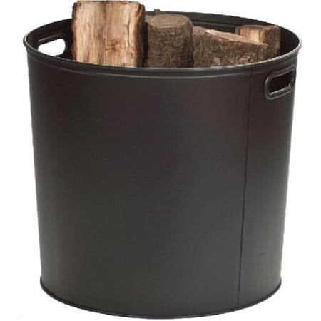Dagan Log Bucket with Two Cut Out Handles, Black 1540
