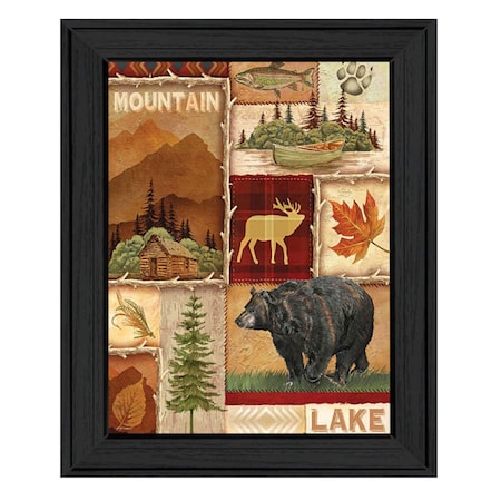 Homeroots Lodge Collage I Black Framed Print Wall Art 415973