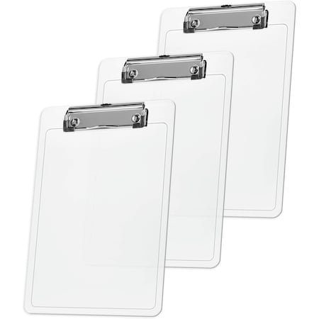 Acrimet Clipboard Memo Size A5 Low Profile Clip (Plastic) (Clear Crystal Color), 3PK 137B.3