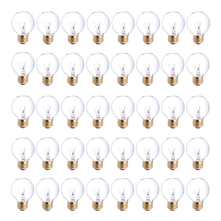 Bulbrite 25w Dimmable Clear G16.5 Incandescent Light Bulbs Medium (E26) Base, 2700K Warm White Light, 40PK 861956