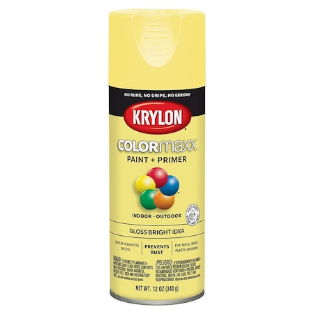 Krylon 12 Oz K05507007 Bright Idea COLORmaxx Paint & Primer Spray Paint, Gloss K05506007