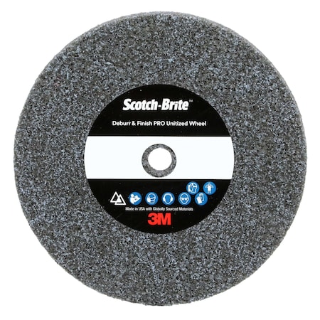 Scotch-Brite Deburr and Finish Pro Unitized Wheel, 8C Medium+, 3 in x 1 in x 1/4 in, 10PK DP-UW
