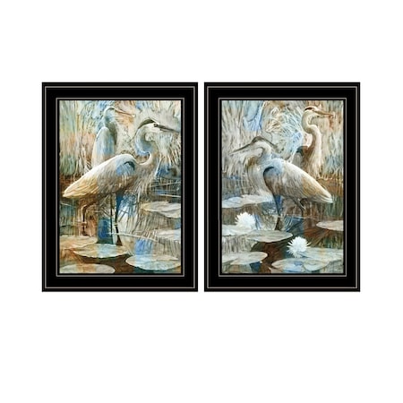 Homeroots Set Of Two Marsh Herons I and Sea II Black Framed Print Wall Art, 2PK 408047