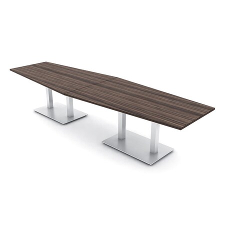Skutchi Designs Hexagon Conference Table With Power Unit, 48 in W, 144 in L, Brown HAR-HEX.IR-48X144-DOU-H3041-NA