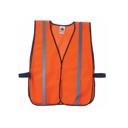Ergodyne GloWear Safety Vest, 8020HL, Non-Certified, 1 in Reflective Strip, Hook and Loop, One Size, Orange 150-20030