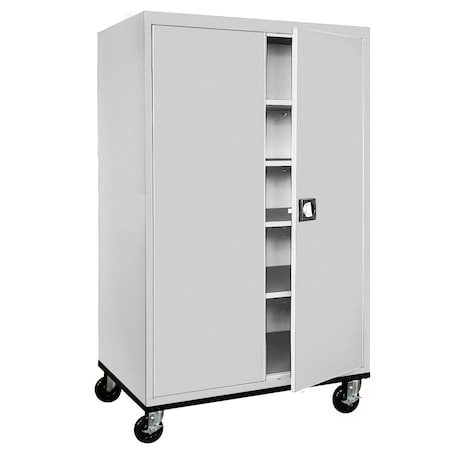 Sandusky Lee Solid Door Storage Cabinet, 46 in W, 78 in H, 24 in D, Light Gray TA4R462472-05
