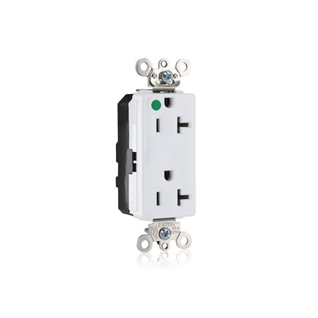Leviton Illuminated Decora Receptacle, 20 Amp, 125 Volt M1636-ILW