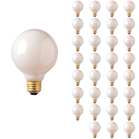 Bulbrite 25 Watt Dimmable White G25 Incandescent Light Bulbs w/Medium (E26) Base, 2700K Warm White, 24PK 861957