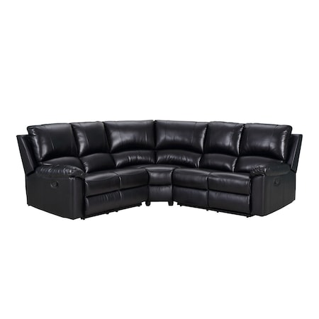 Homeroots Black Polyester Blend Reclining U Shaped Three Piece Corner Sectional 366242