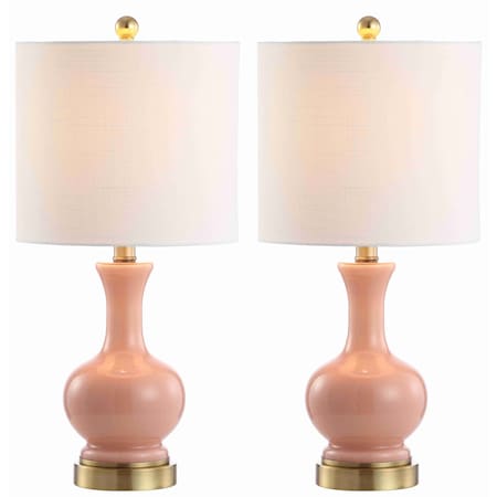 Jonathan Y Cox 22" Metal/Glass LED Table Lamp, Light Coral, 2PK JYL4033D-SET2