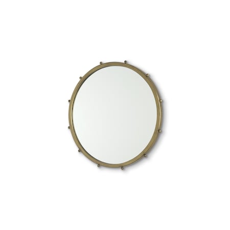 Homeroots 25" Gold Metal Round Accent Mirror 607273
