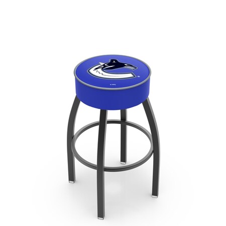 Holland Bar Stool Co 25" Vancouver Canucks Cushion Seat, Blk Wrinkle Base Swivel Bar Stool L8B125VanCan